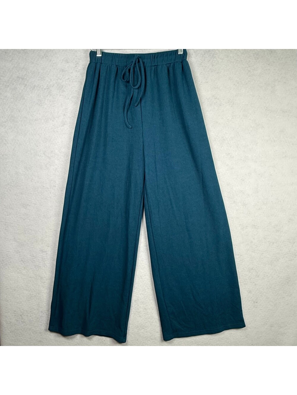 Cider Women's Wide Leg Ribbed Pants Blue Medium